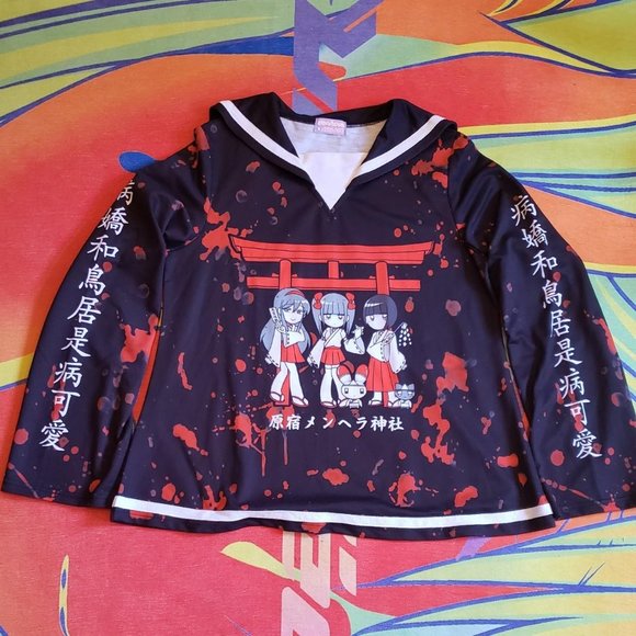 Official Menhera × ACDC RAG Torii Sailor Shirt Anime - Picture 1 of 4